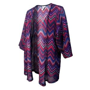 Catherines Women's Chevron Open Front Cardigan Vibrant Size 2X Boho